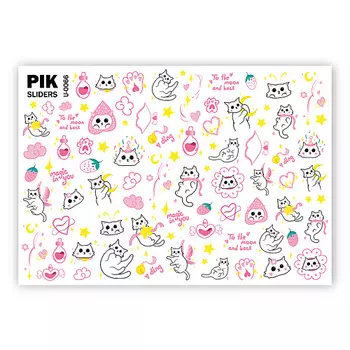 PIK Слайдеры для ногтей P-066 Котики