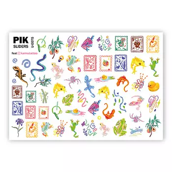 PIK Слайдеры для ногтей P-075 Абстракция и жабки