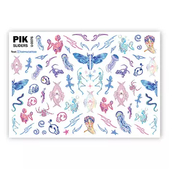 PIK Слайдеры для ногтей P-076 Тату и скелетики