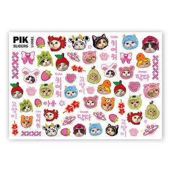 PIK Слайдеры для ногтей P-081 Котики