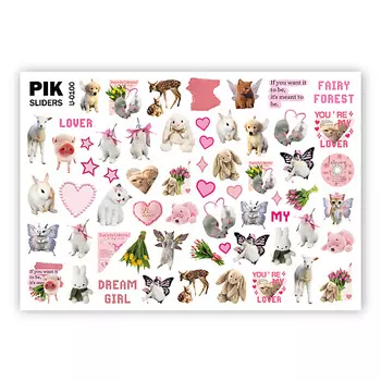 PIK Слайдеры для ногтей P-100 Котики и кролики