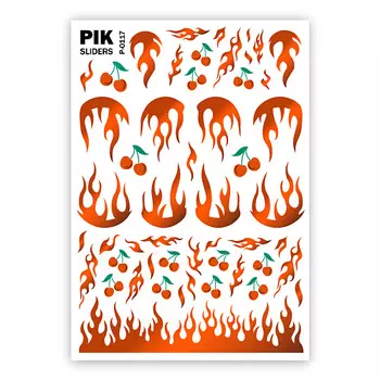 PIK Слайдеры для ногтей P-117 Огненное пламя