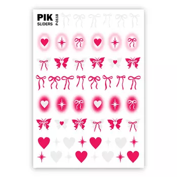 PIK Слайдеры для ногтей P-118 Бантики и сердечки