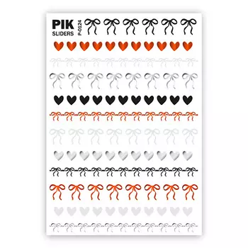 PIK Слайдеры для ногтей P-124 Бантики и сердечки Фольга