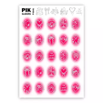 PIK Слайдеры для ногтей P-141 Корейский градиент Розовый Фольга