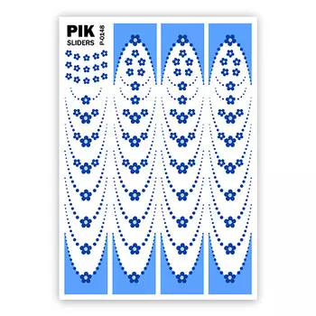 PIK Слайдеры для ногтей P-148 Цветочный френч голубой Фольга