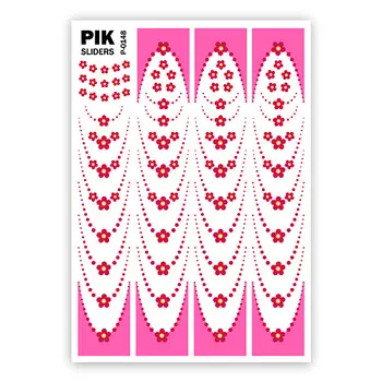 PIK Слайдеры для ногтей P-148 Цветочный френч розовый Фольга