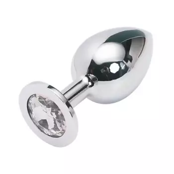 ПИКАНТНЫЕ ШТУЧКИ Большая серебристая анальная пробка с кристаллом 9 см
