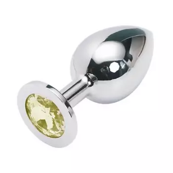 ПИКАНТНЫЕ ШТУЧКИ Большая серебристая анальная пробка с кристаллом 9 см