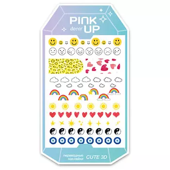 PINK UP Наклейки для ногтей переводные CUTE 3D