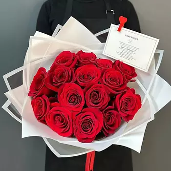 PINKBUKET Букет из 15 красных роз "Elite White"