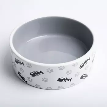 ПИЖОН Миска керамическая "Рыбные косточки и лапки"