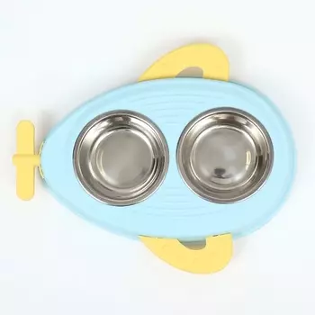 ПИЖОН Миска металлическая двойная на пластиковом основании