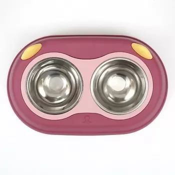 ПИЖОН Миска металлическая двойная на пластиковом основании