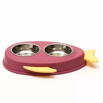 ПИЖОН Миска металлическая двойная на пластиковом основании