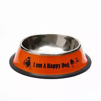 ПИЖОН Миска железная с нескользящим основанием "I am Happy Dog"
