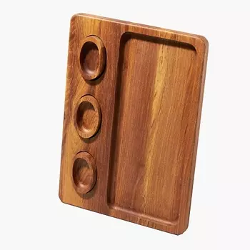 PLATES AND MORE Блюдо для суши с соусниками деревянное