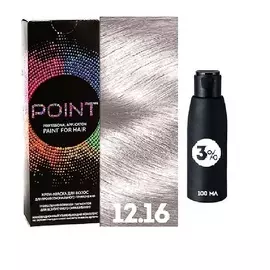 POINT Краска для волос, тон №12.16, Ультра светлый блонд пепельно-фиолетовый + Оксид 3%