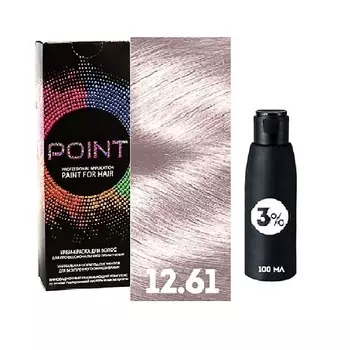 POINT Краска для волос, тон №12.61, Ультра светлый блонд фиолетово-пепельный + Оксид 3%