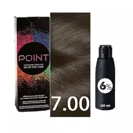 POINT Краска для волос, тон №7.00, Средне-русый для седых волос + Оксид 6%
