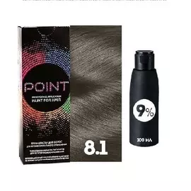 POINT Краска для волос, тон №8.1, Блонд пепельный + Оксид 9%