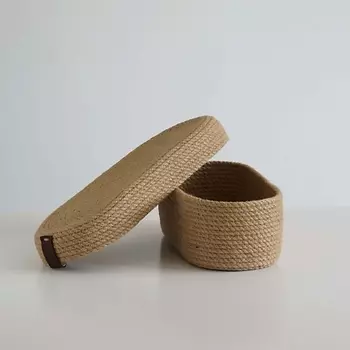 ПОЛЕ Овальная плетеная корзина для хранения с крышкой