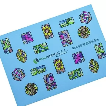 ПОЛИСФЕРА Слайдер дизайн для ногтей Неоновый Яркий микс 007