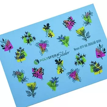 ПОЛИСФЕРА Слайдер дизайн для ногтей Неоновый Яркий микс 019