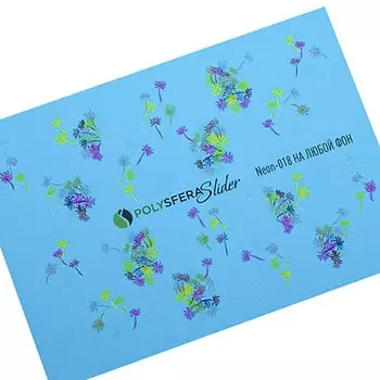 ПОЛИСФЕРА Слайдер дизайн для ногтей Неоновый Яркий микс 018