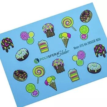 ПОЛИСФЕРА Слайдер дизайн для ногтей Неоновый Яркий микс 015