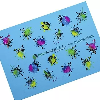 ПОЛИСФЕРА Слайдер дизайн для ногтей Неоновый Яркий микс 013