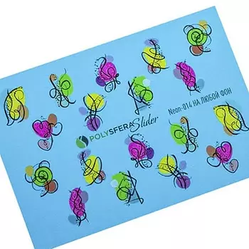 ПОЛИСФЕРА Слайдер дизайн для ногтей Неоновый Яркий микс 014