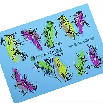 ПОЛИСФЕРА Слайдер дизайн для ногтей Неоновый Яркий микс 032