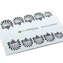 ПОЛИСФЕРА Слайдер дизайн для ногтей Объем и стразы Черные 006