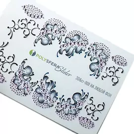 ПОЛИСФЕРА Слайдер дизайн для ногтей Объем и стразы Черные 008