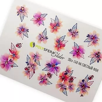 ПОЛИСФЕРА Слайдер дизайн для ногтей со стразами Яркая акварель 240