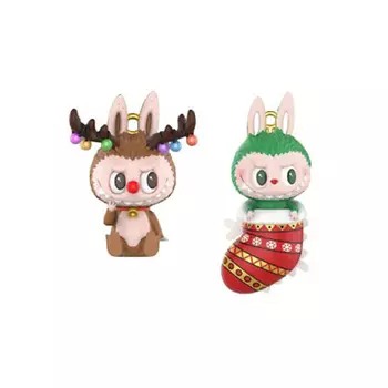 POP MART Игрушка LABUBU Christmas Series Elk Baby + Christmas Socks, 9см