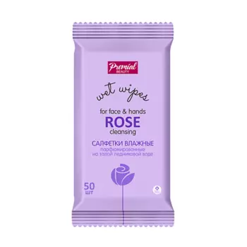PREMIAL La fleur Cалфетки влажные очищающие ароматерапия роза 50.0