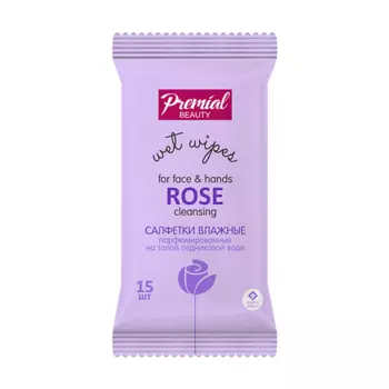 PREMIAL La fleur Салфетки влажные очищающие ароматерапия роза 15.0