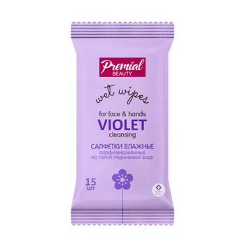 PREMIAL La fleur Салфетки влажные очищающие ароматерапия, фиалка 15.0