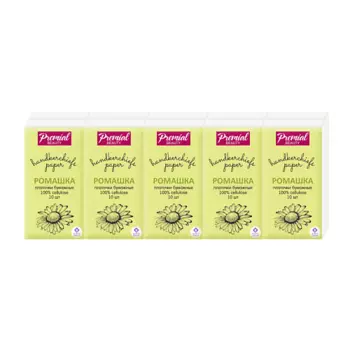PREMIAL Платочки бумажные трехслойные белые с ароматом ромашки 100.0