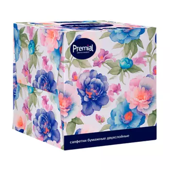PREMIAL Салфетки бумажные многослойные белые в коробке нон-стоп 70.0