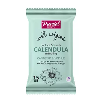 PREMIAL Vita active Салфетки влажные освежающие с экстрактом календулы 15.0