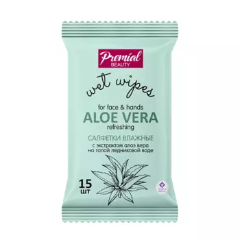 PREMIAL Vita active Салфетки влажные освежающие с экстрактом алоэ 15.0