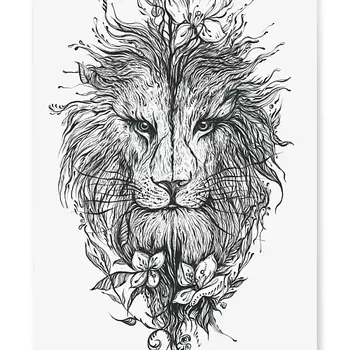 PRINT FACTORY Переводная Временная Татуировка Лев и Лилии