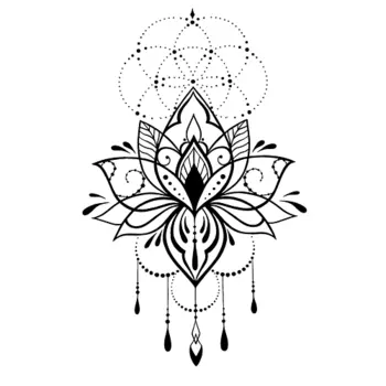 PRINT FACTORY Переводная Временная Татуировка Лотос - Бохо