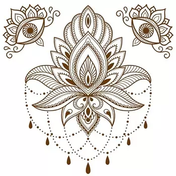 PRINT FACTORY Переводная Временная Татуировка Мехенди Лотос