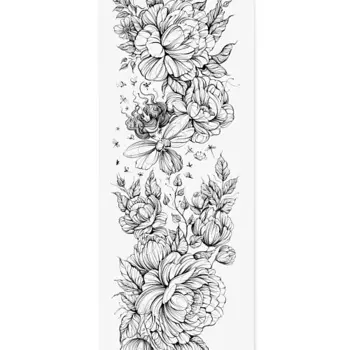 PRINT FACTORY Переводная Временная Татуировка Рукав Фея и Пионы