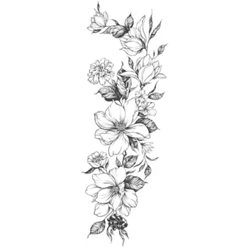 PRINT FACTORY Временная Переводная Татуировка Цветы-Магнолии