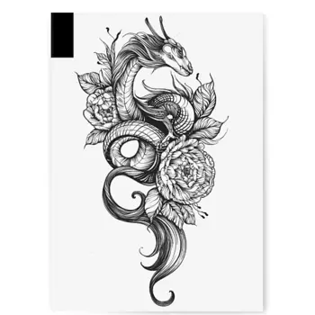PRINT FACTORY Временная переводная татуировка Дракон